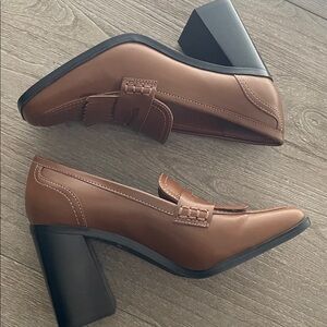 Marc Fisher Hamish Block Heel Square Toe Dress Loafers